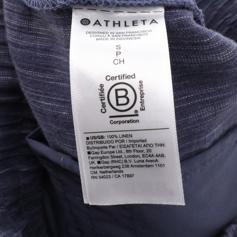 Athleta Linen Ankle Pants Relaxed Drawstring Blue Petite Small - Picture 7 of 7
